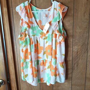 emily wonders plus size womens sleeveless floral v neck pullover top size 1X
